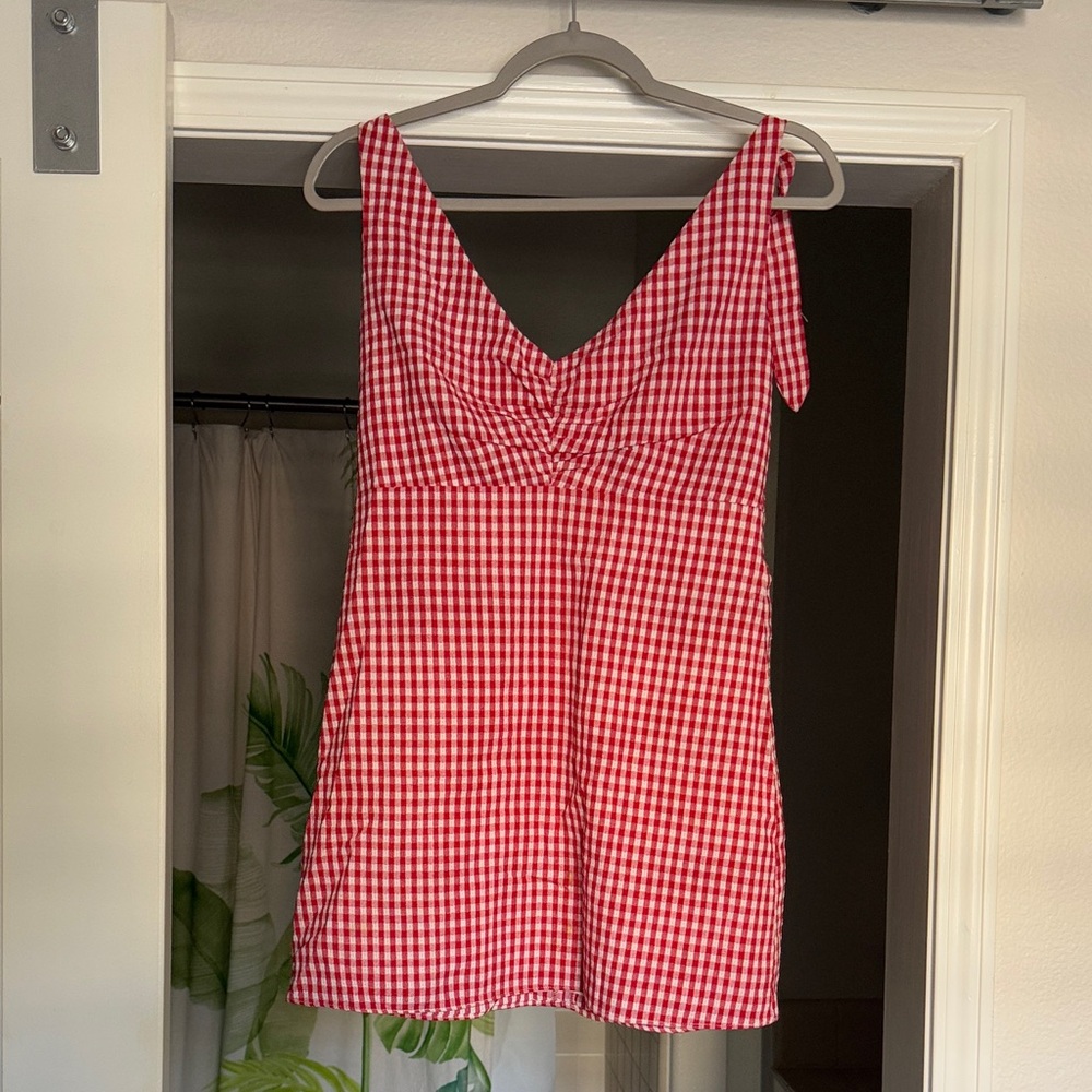 Privacy Please Red Checkered Mini Dress